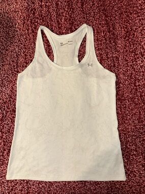 Under Armour Women's HeatGear Burnout/Jacquard Pattern Racerback Tank Top - Whit